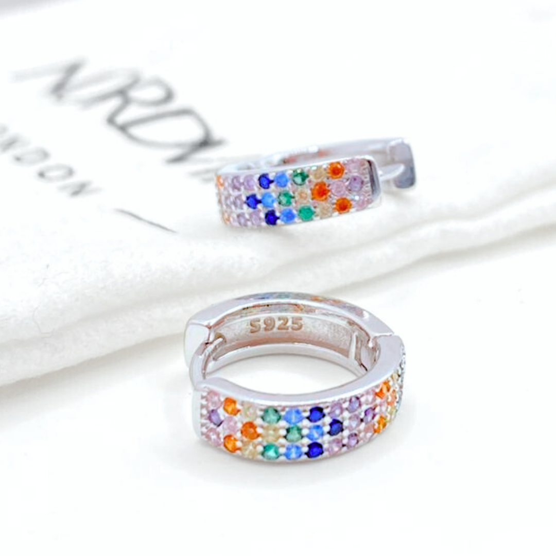 Conjunto Aros y Collar Círculo Multicolor - Silver