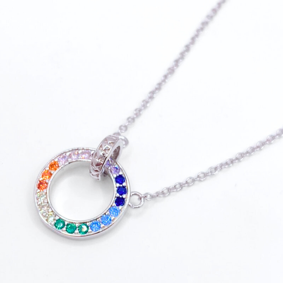 Conjunto Collar y Aros Corazón Multicolor - Silver