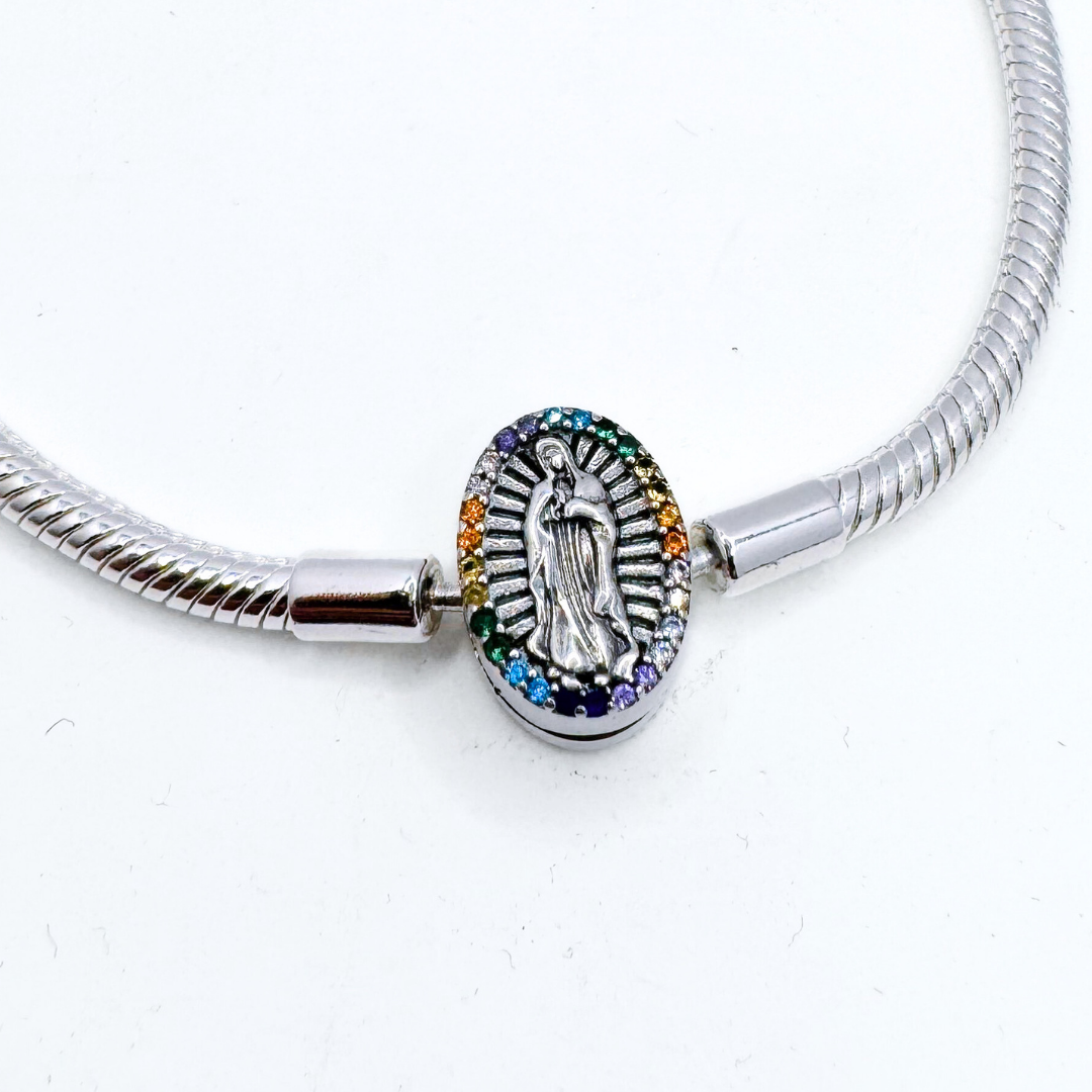 Conjunto Aros y Pulsera Virgen Colorido - Silver