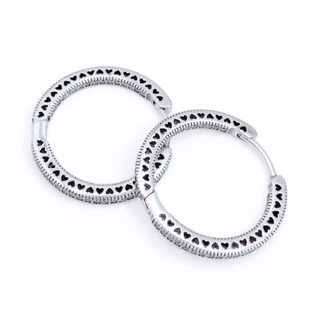 Conjunto Anillo y Aros Corazones - Silver