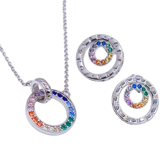 Conjunto Aros y Collar Forever Multicolor - Silver