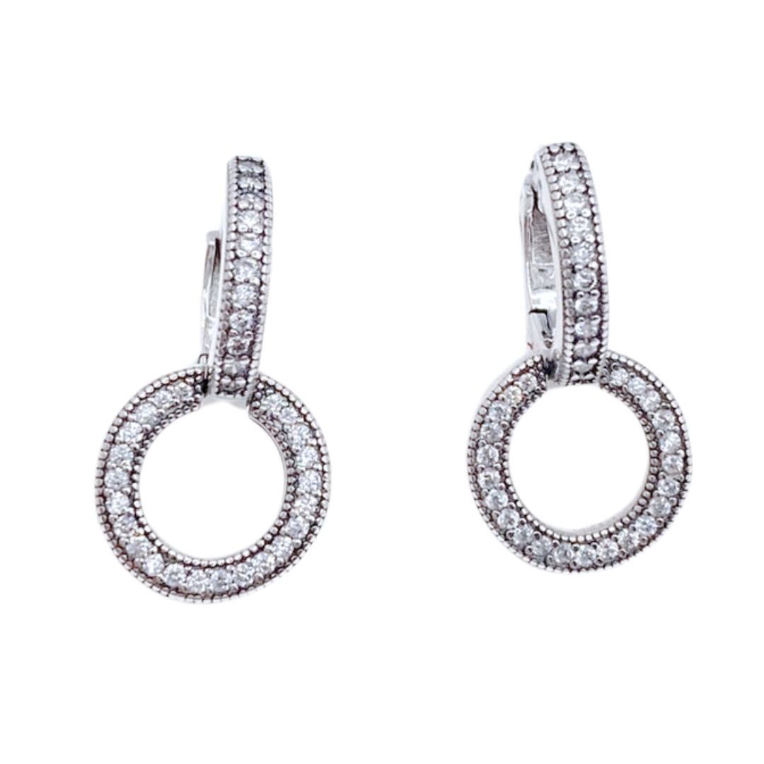 Aros Argolla Doble Pavé - Silver