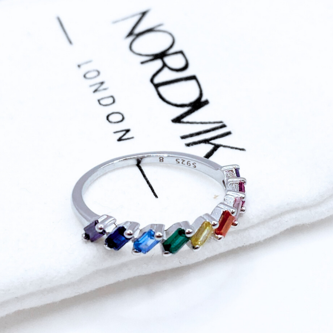 Anillo Cintillo Rainbow - Silver