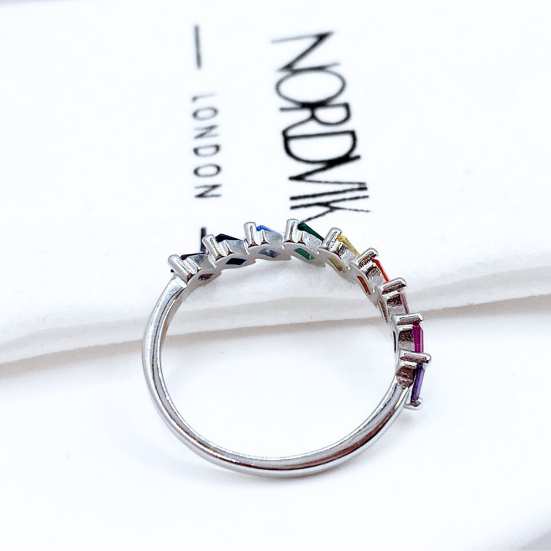 Anillo Cintillo Rainbow - Silver