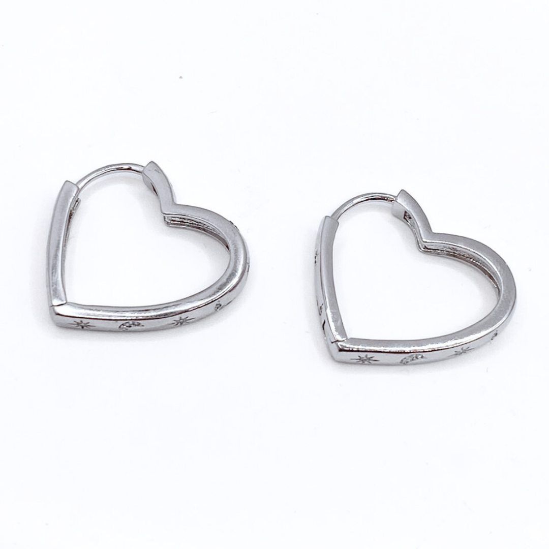 Aros Argolla Corazón - Silver