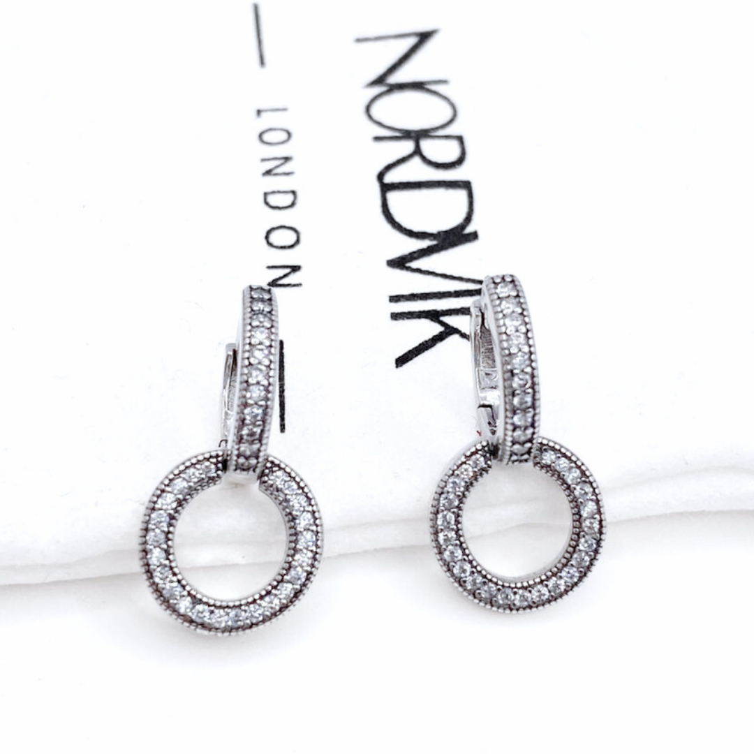 Aros Argolla Doble Pavé - Silver