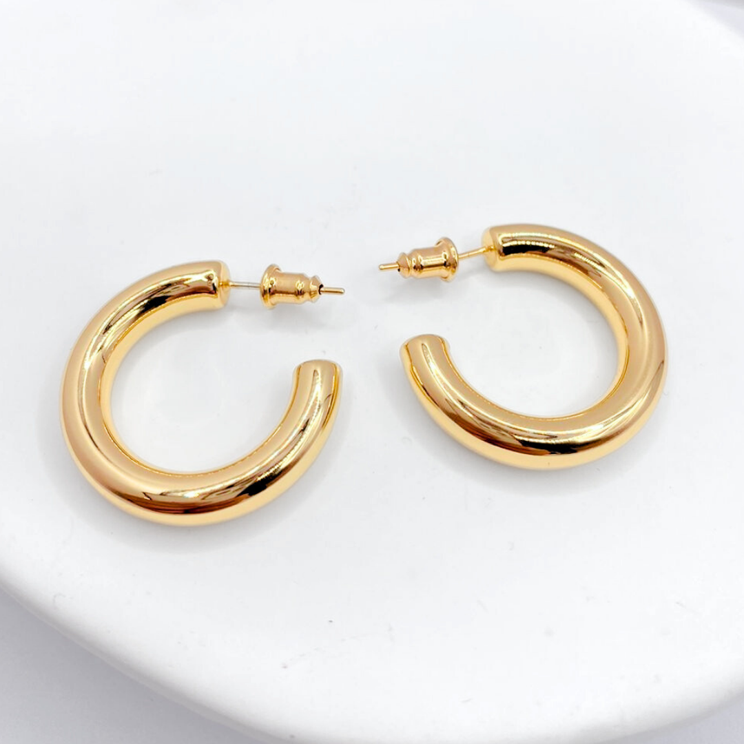 Argollas Tubo 25mm - Gold