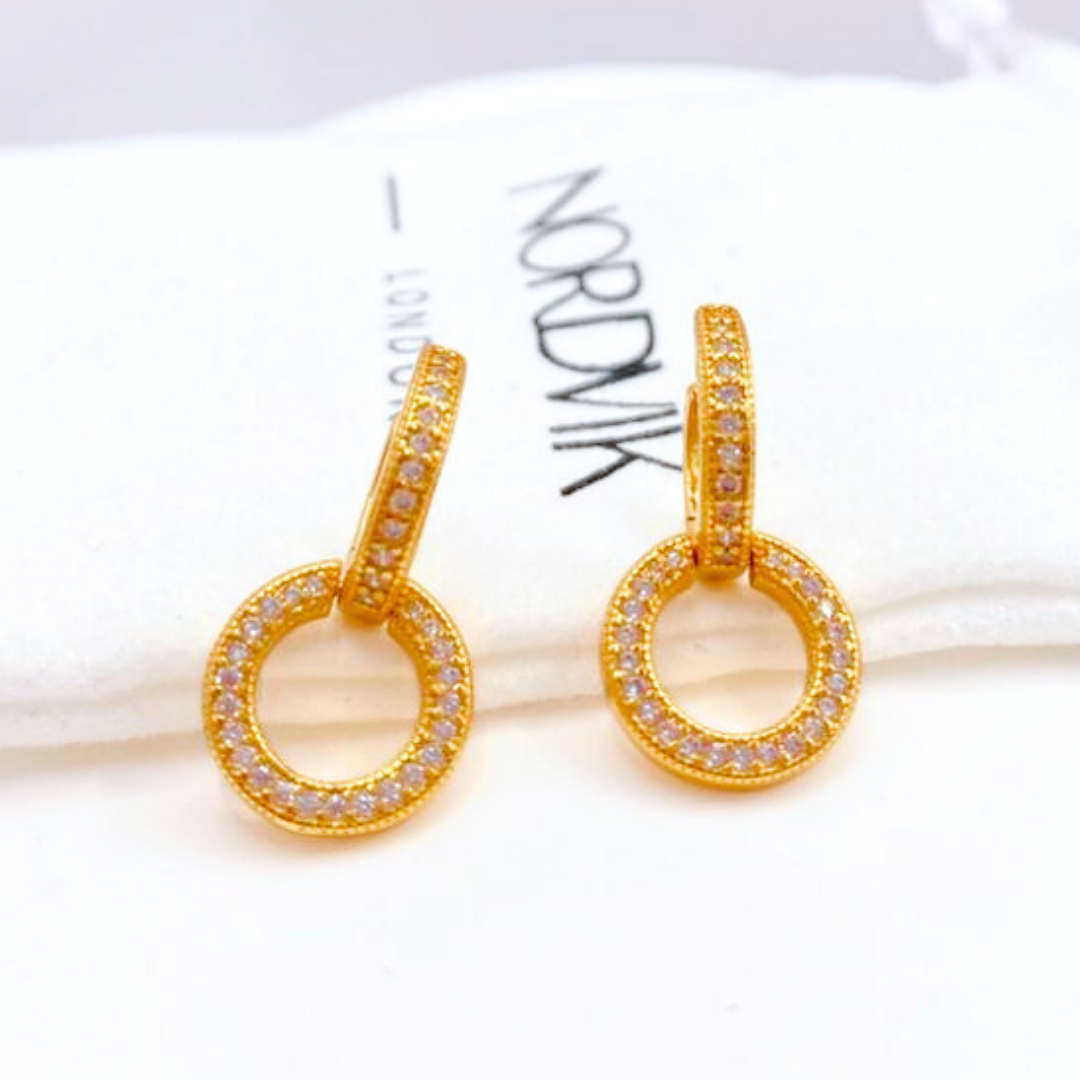 Aros Argolla Doble Pavé - Gold