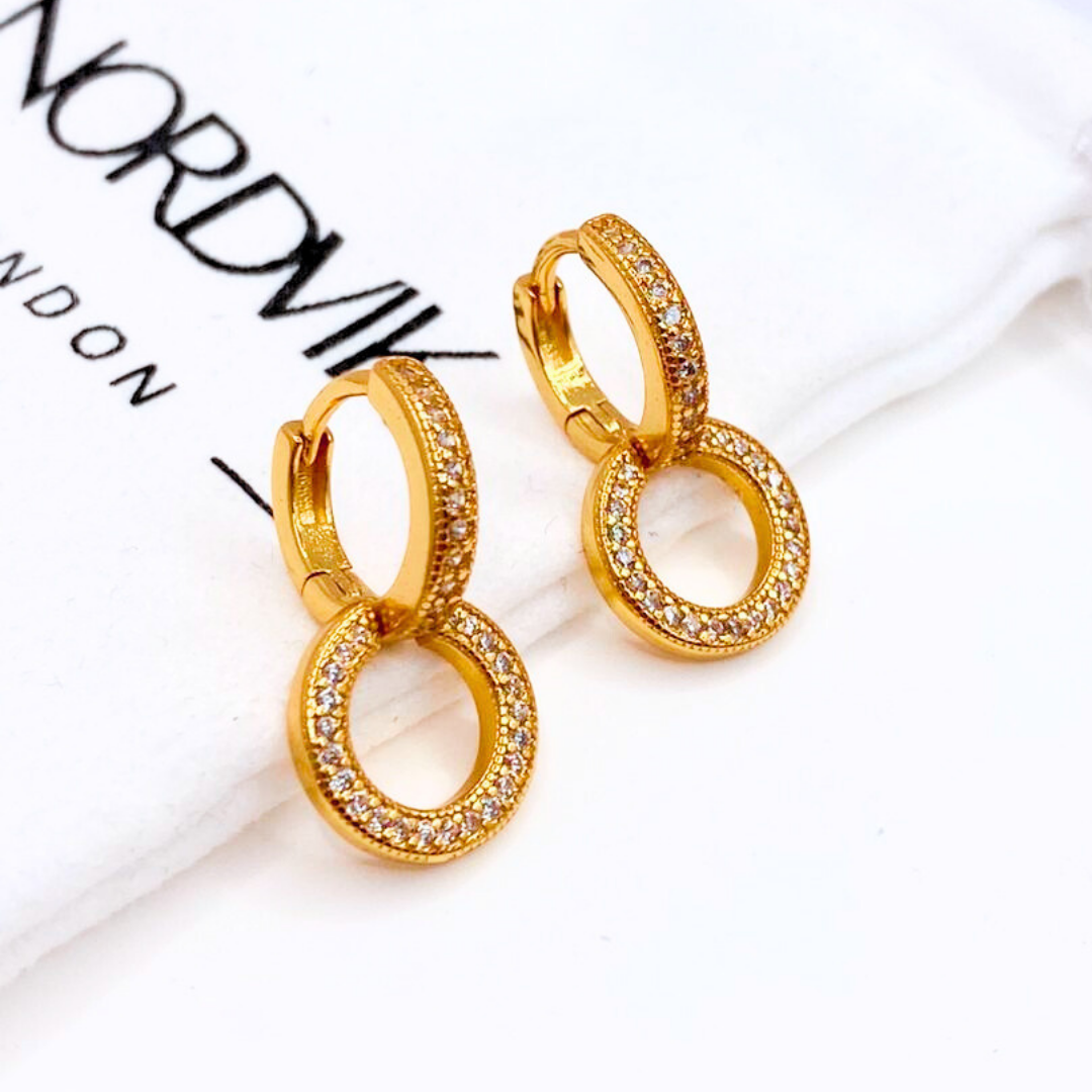 Aros Argolla Doble Pavé - Gold