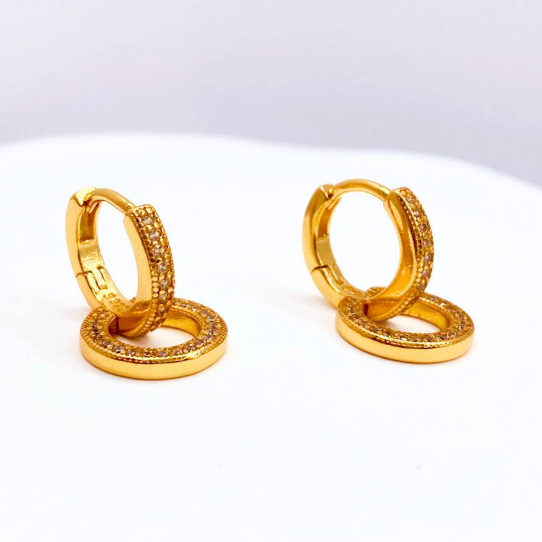 Aros Argolla Doble Pavé - Gold