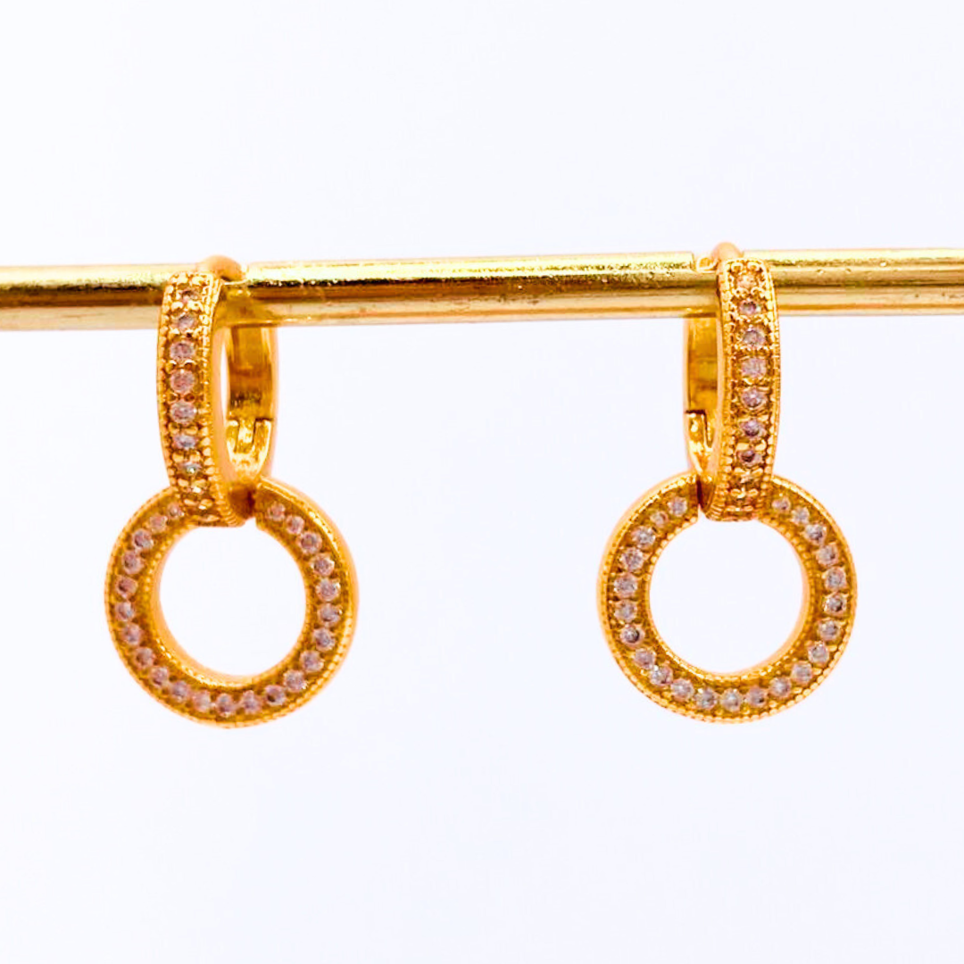 Aros Argolla Doble Pavé - Gold