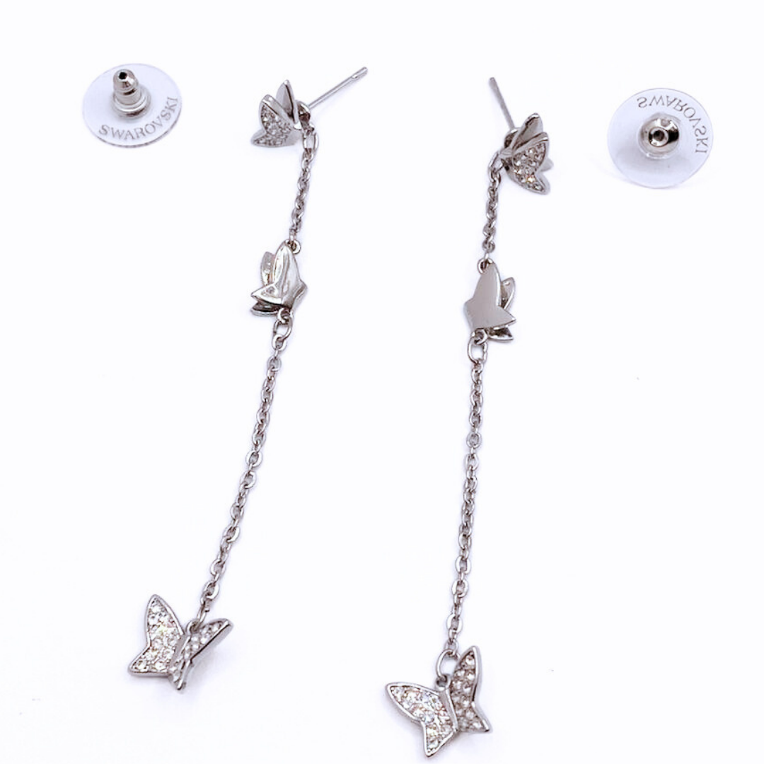 Aros Colgantes Mariposa Pavé - Silver