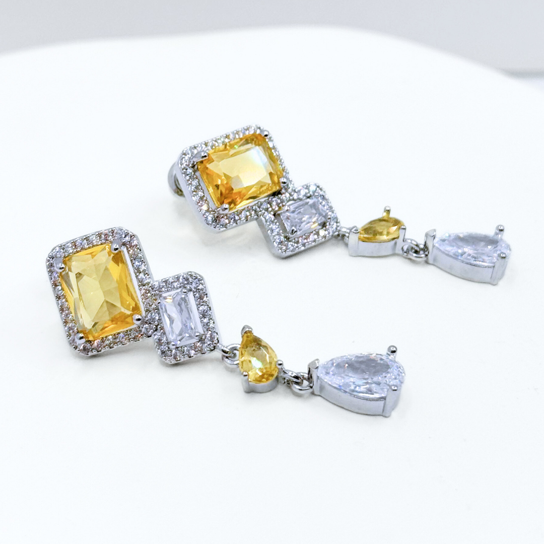 Aros Fiesta Gotas y Rectángulos - Silver