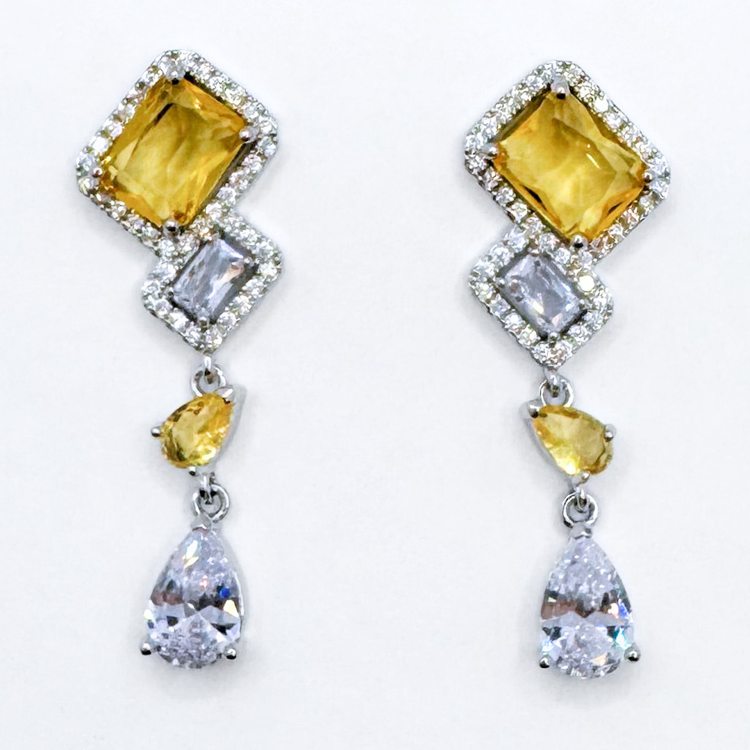 Aros Fiesta Gotas y Rectángulos - Silver