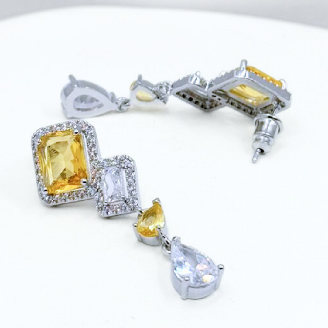 Aros Fiesta Gotas y Rectángulos - Silver