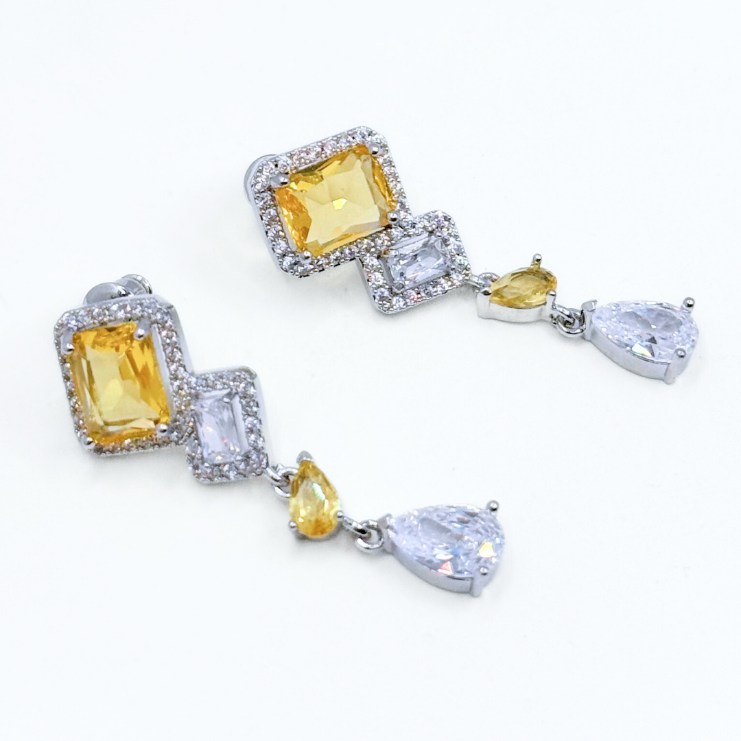 Aros Fiesta Gotas y Rectángulos - Silver