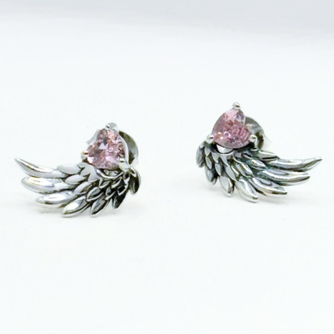 Aros Alas de Ángel Rosa - Silver