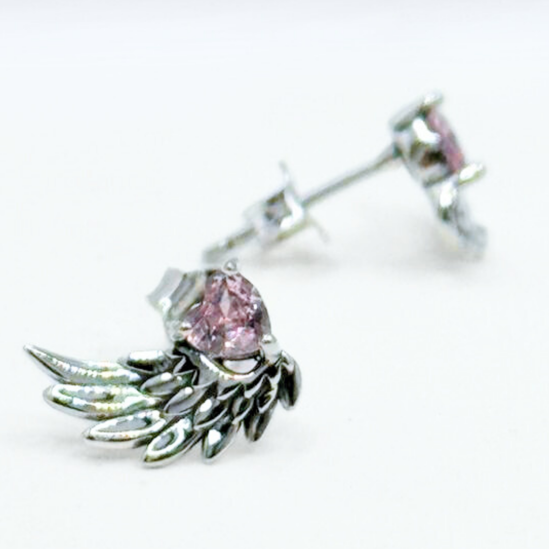 Aros Alas de Ángel Rosa - Silver