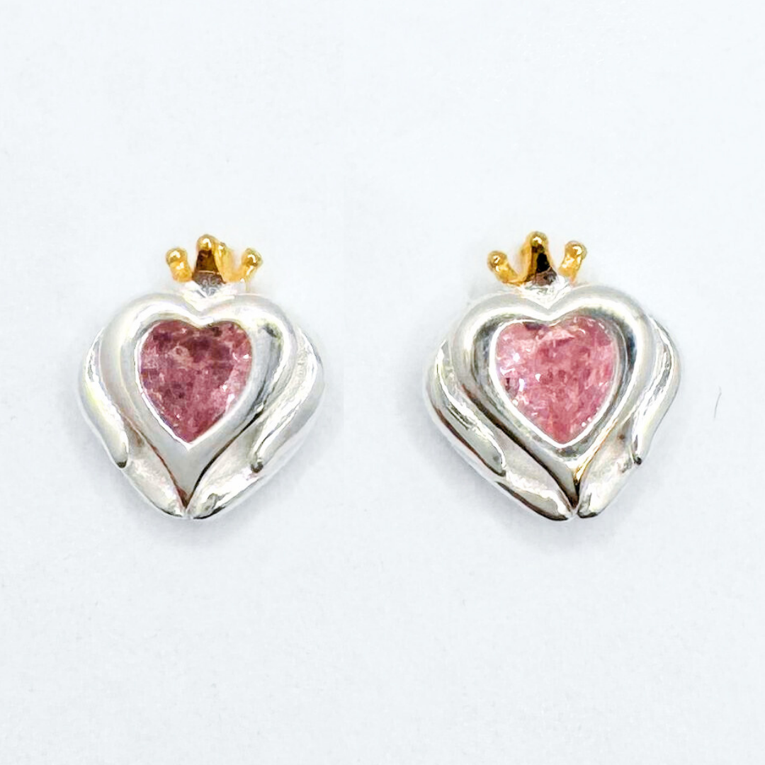 Aros Detente Corazón Rosa - Silver