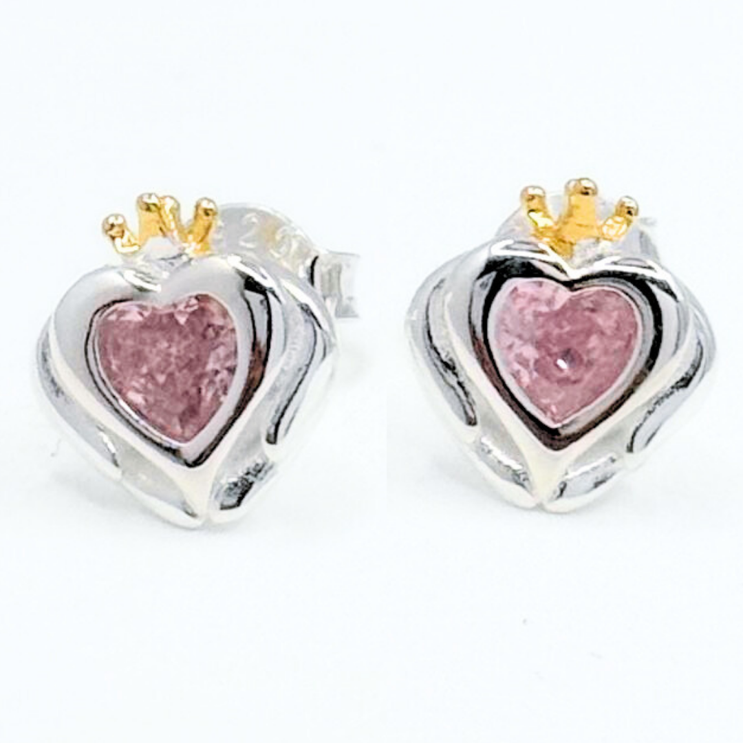 Aros Detente Corazón Rosa - Silver