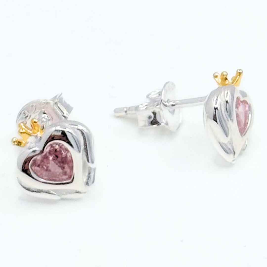 Aros Detente Corazón Rosa - Silver