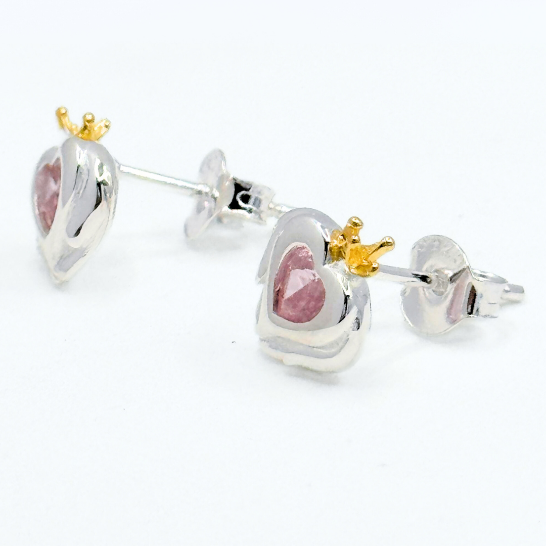 Aros Detente Corazón Rosa - Silver