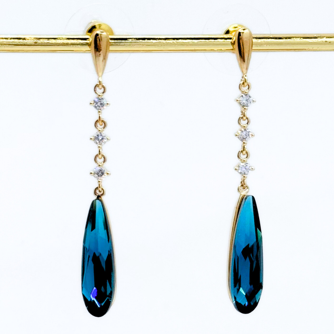 Aros Fiesta Gota y Cadena Pavé - Gold