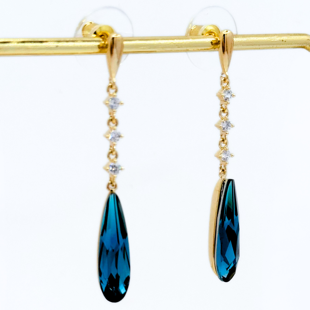 Aros Fiesta Gota y Cadena Pavé - Gold