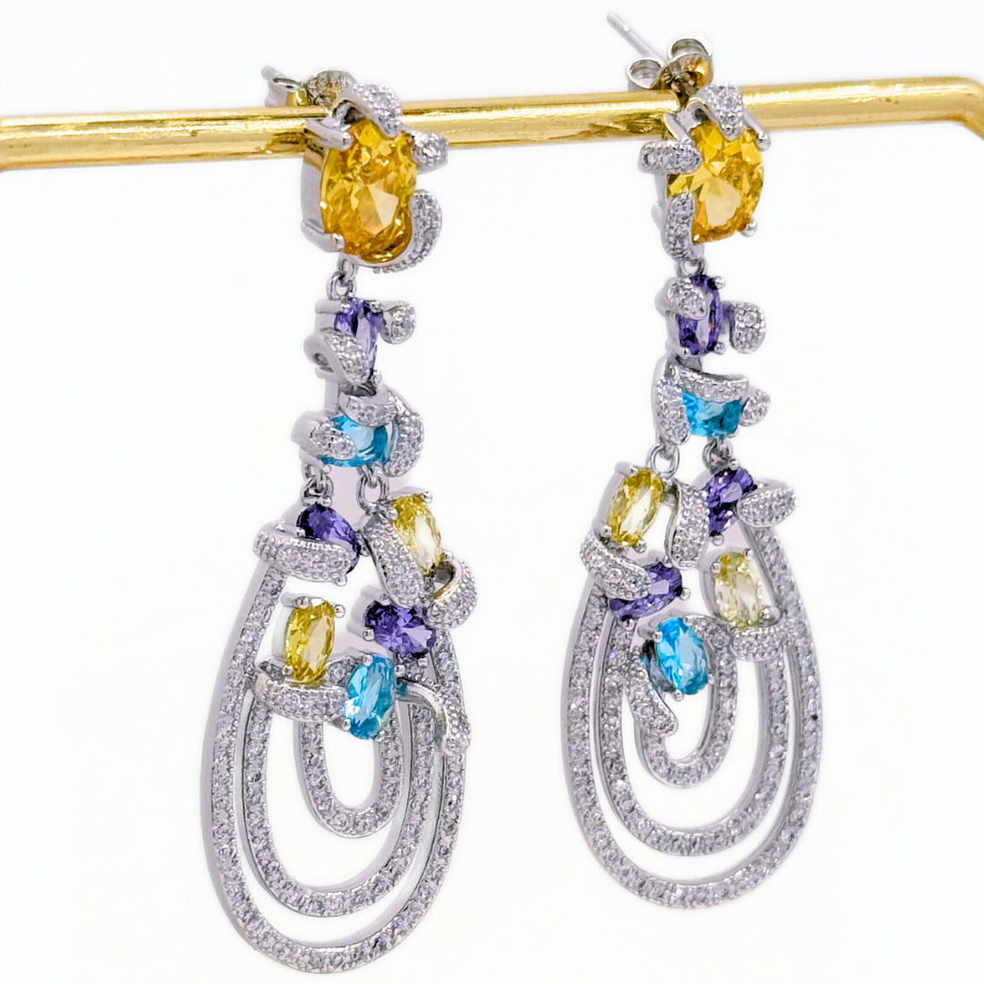 Aros De Fiesta Coloridos - Silver