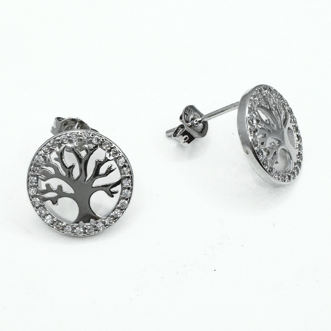 Aros Medalla Árbol De La Vida - Silver