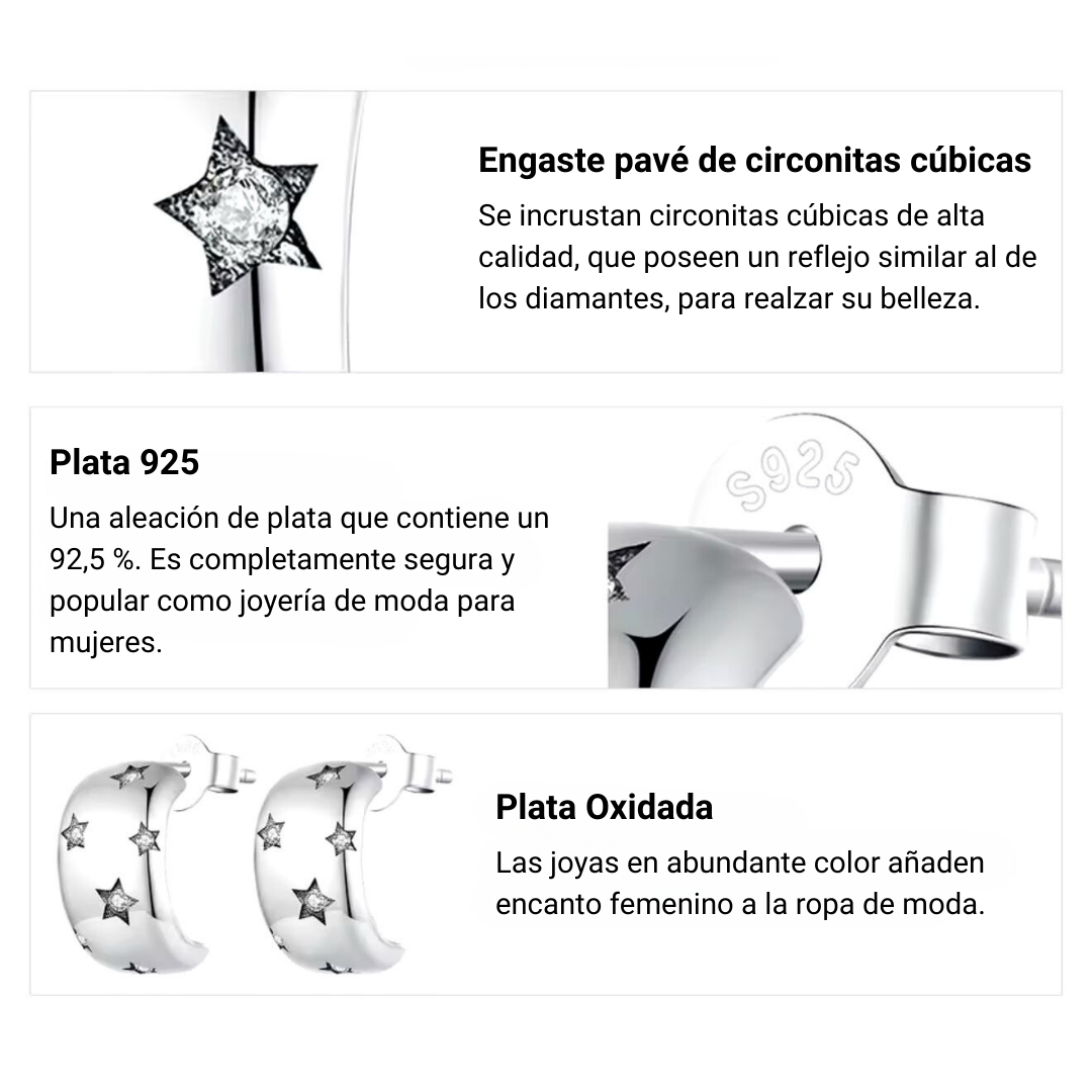 Aros Estrellas Pavé - Silver