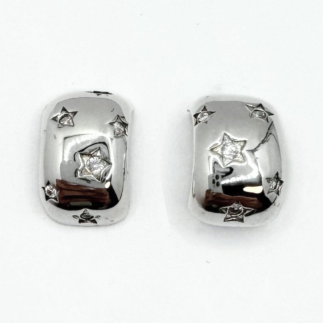 Aros Estrellas Pavé - Silver