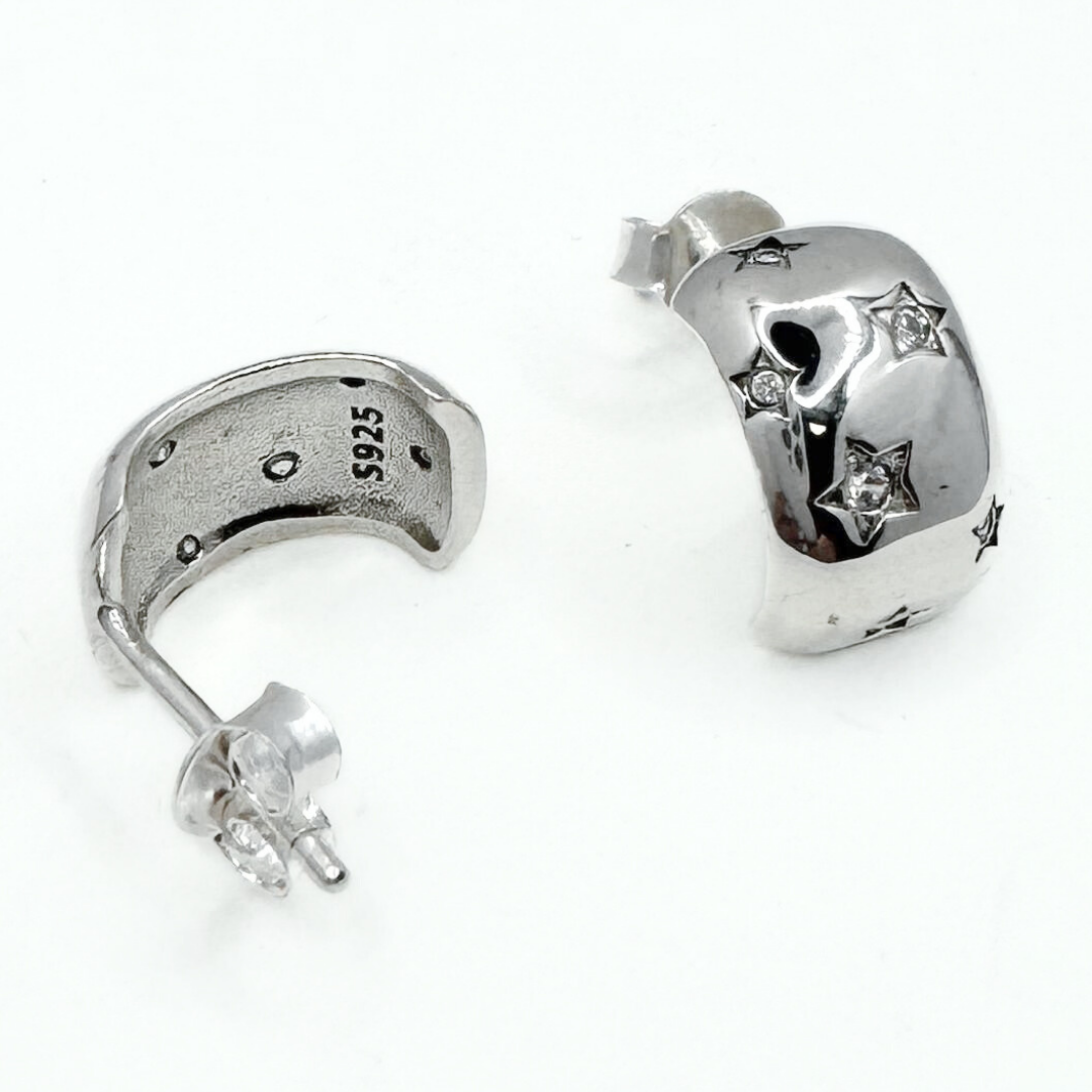 Aros Estrellas Pavé - Silver