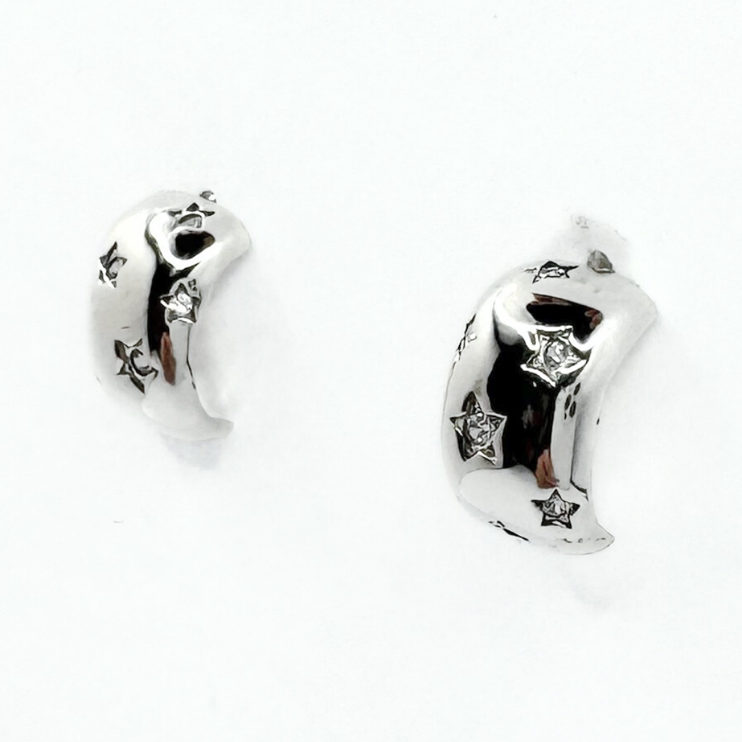 Aros Estrellas Pavé - Silver