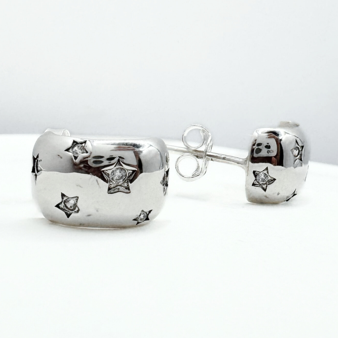 Aros Estrellas Pavé - Silver