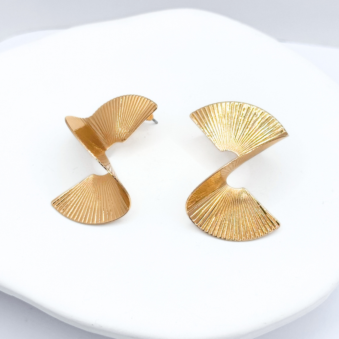 Aros De Fiesta Espiral Retro - Gold