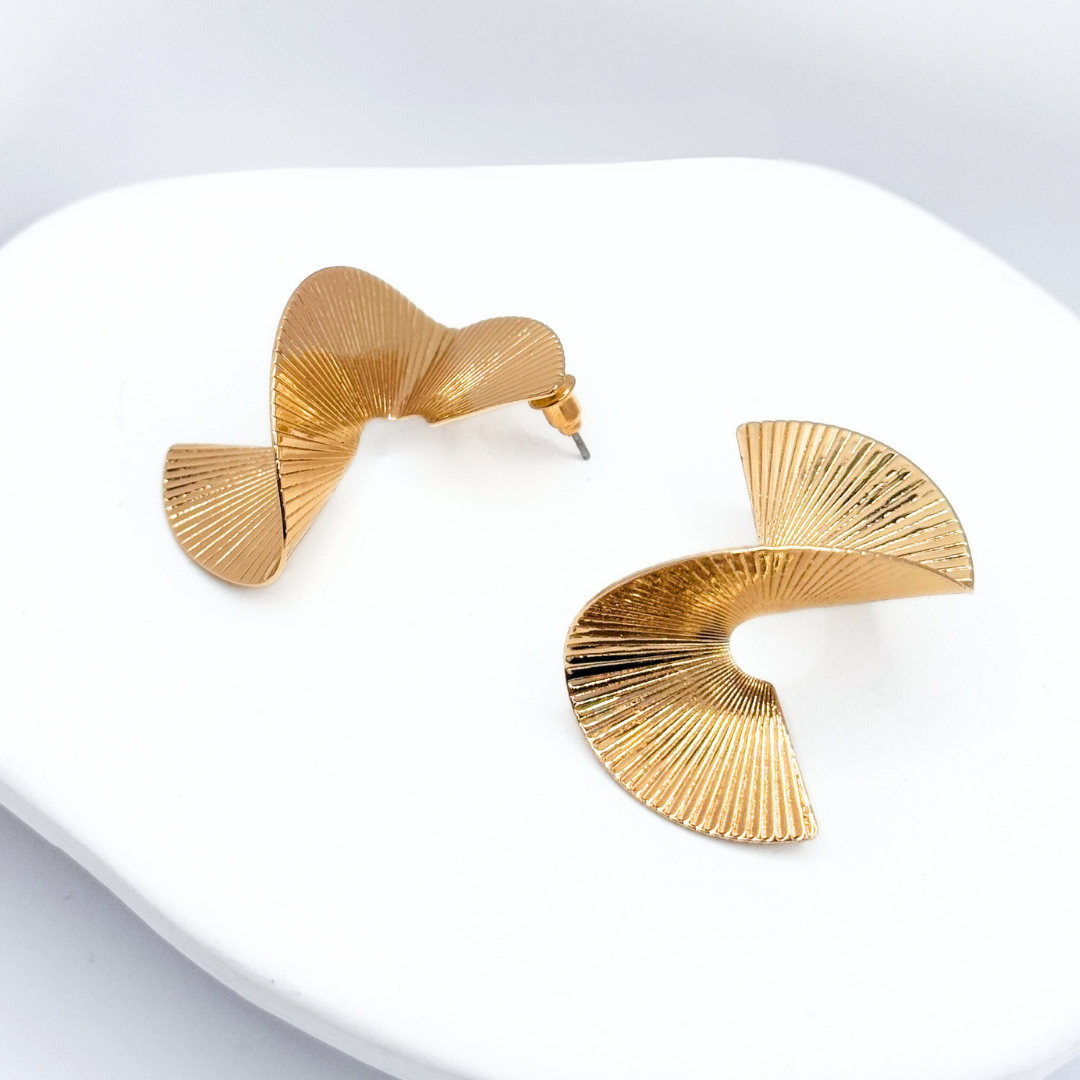 Aros De Fiesta Espiral Retro - Gold