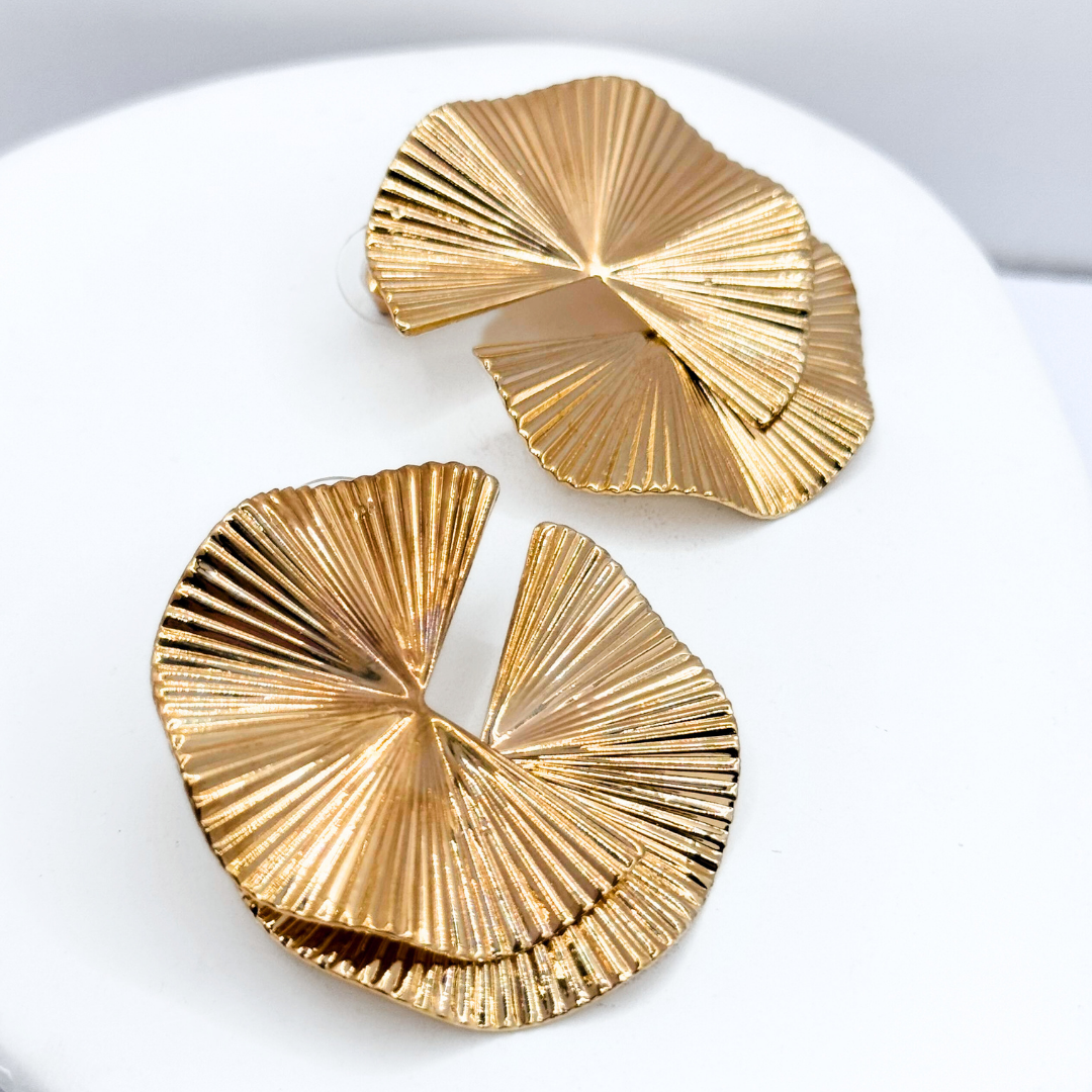 Aros De Fiesta Abanico Retro - Gold