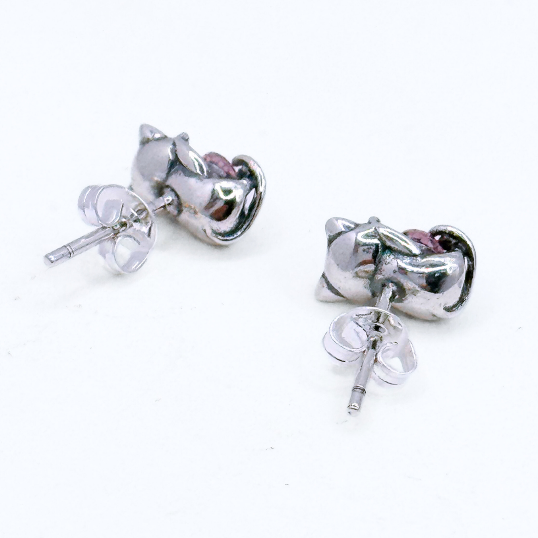 Aros Gatito con Corazón - Silver