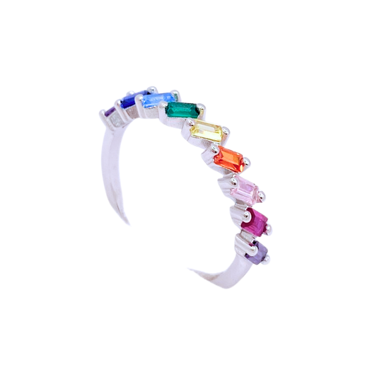 Anillo Cintillo Rainbow - Silver