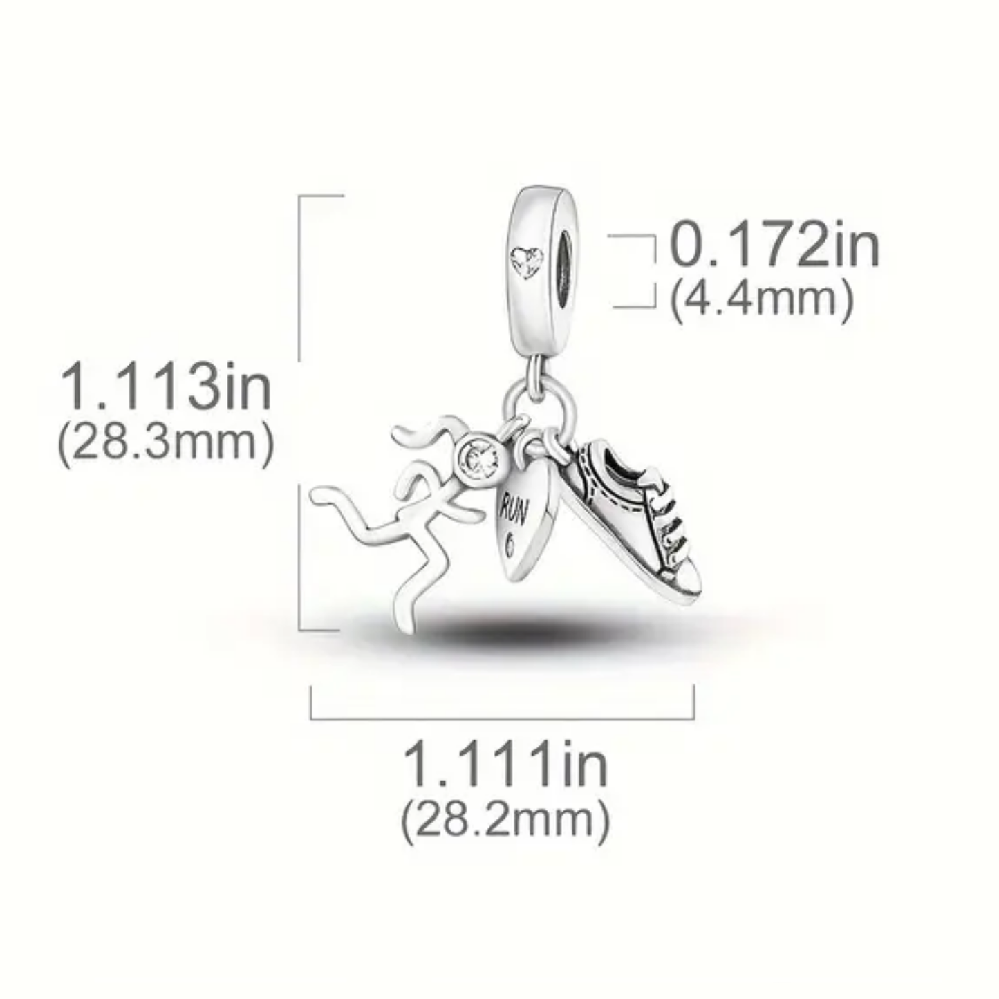 Charm "I Love Run" - Silver