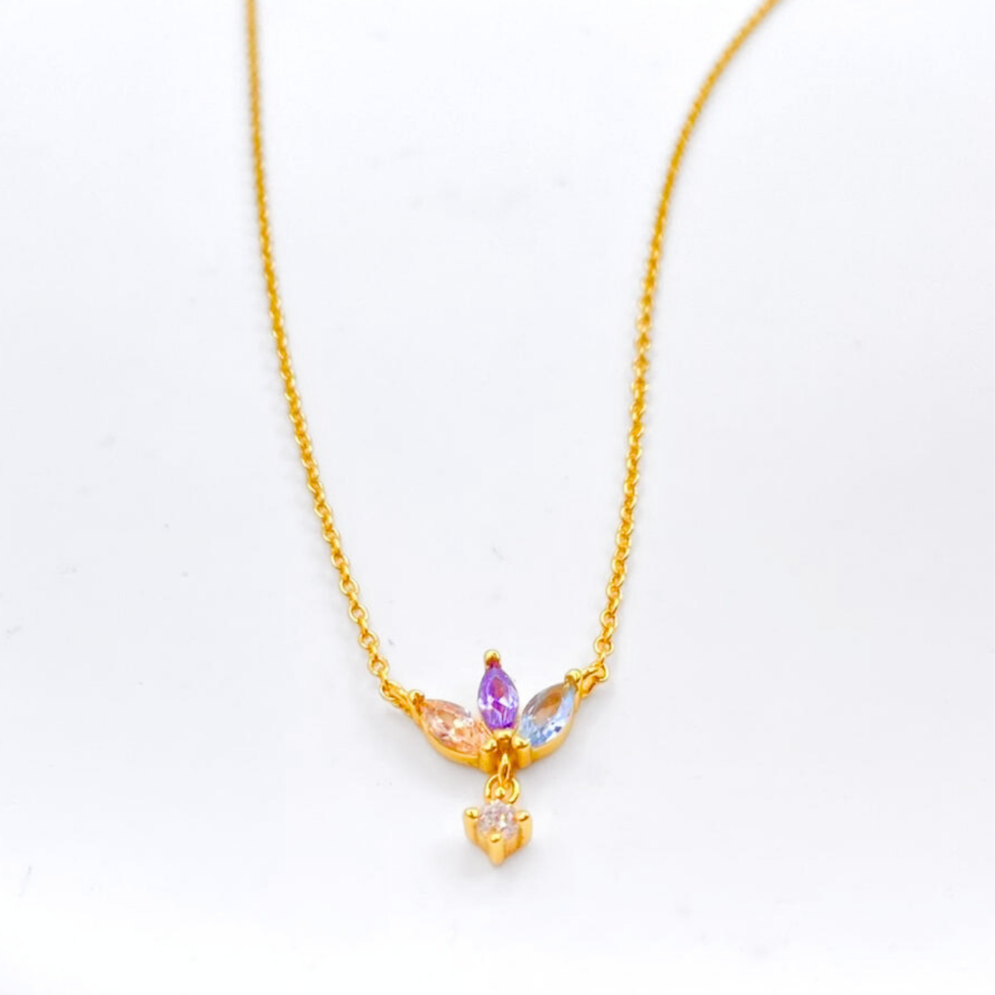 Collar Trébol Tricolor - Gold