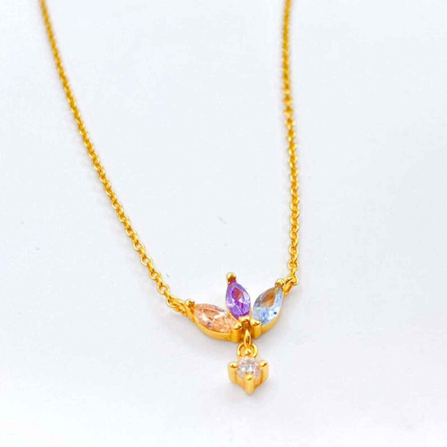 Collar Trébol Tricolor - Gold