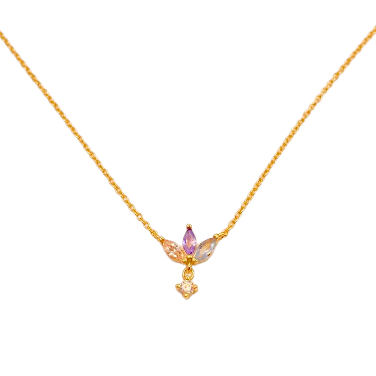 Collar Trébol Tricolor - Gold