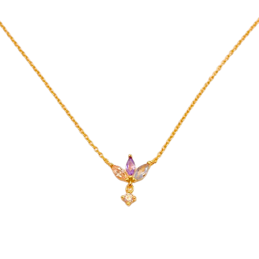 Collar Trébol Tricolor - Gold