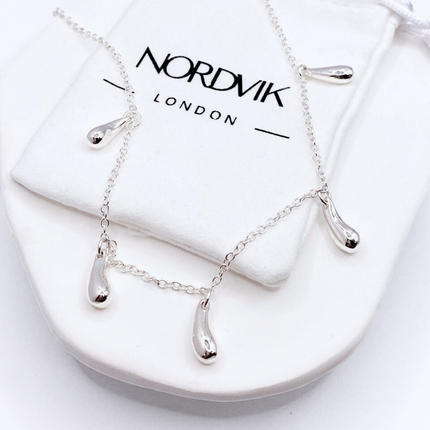 Collar Gotitas Colgantes - Silver