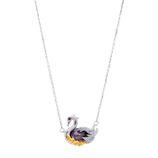 Collar Purple Swan - Silver