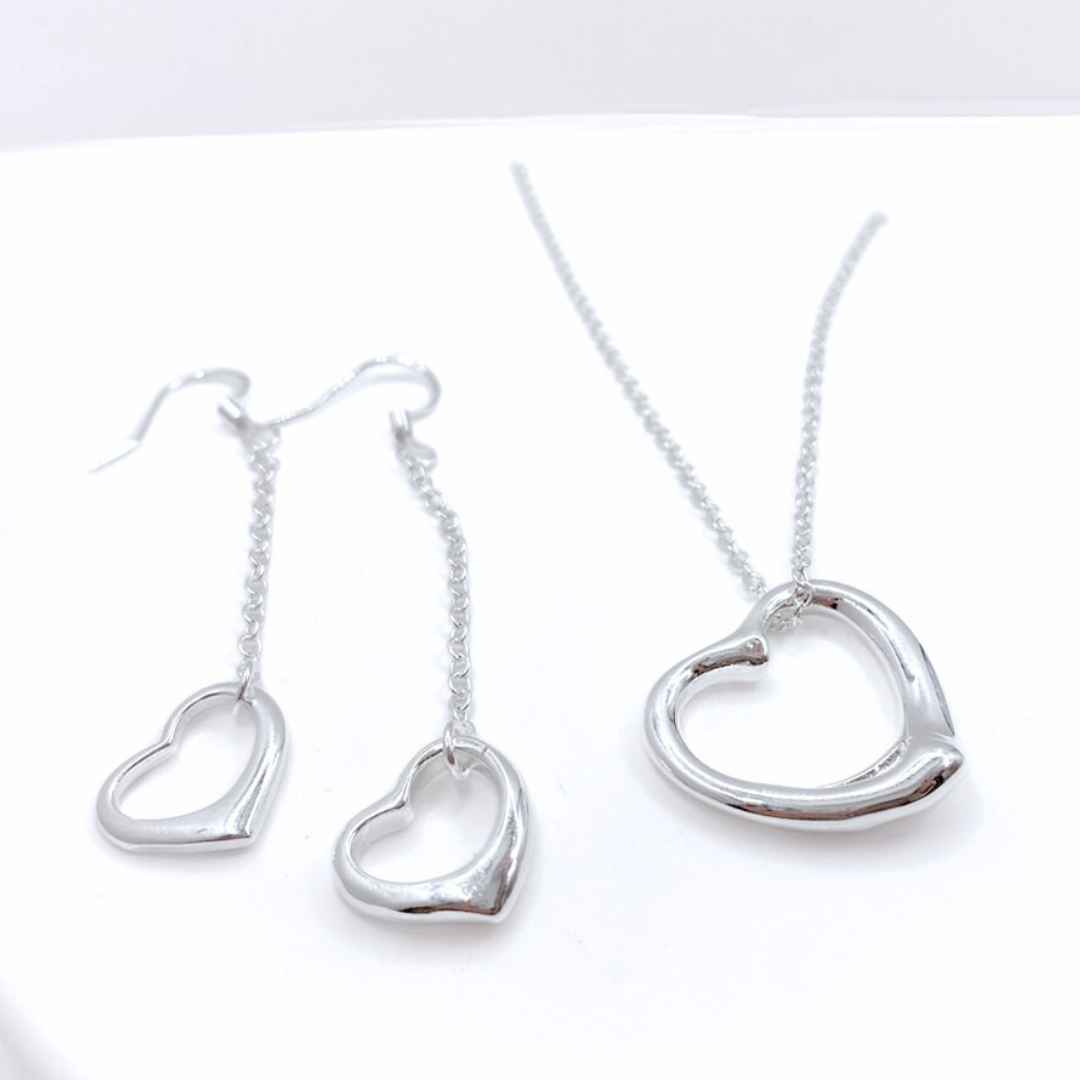 Conjunto Corazones Drop - Silver