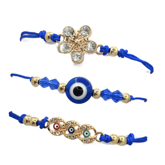 Set Pulseras Ojo Turco y Flores - Gold