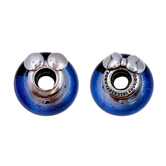 Charm Mickey & Minnie Vidrio Murano - Silver